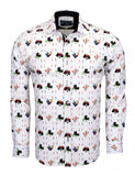 Playing Cards with Clubs, Diamonds Print Cotton Shirt SL6538