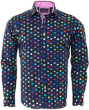 Multicoloured Dot Print Cotton Shirt SL6531